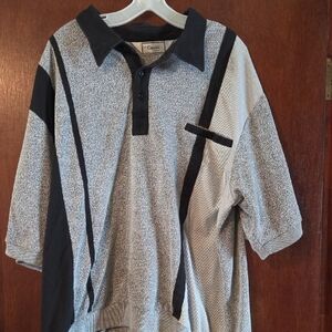 Classic Men's Black and Gray Button Down Shirt